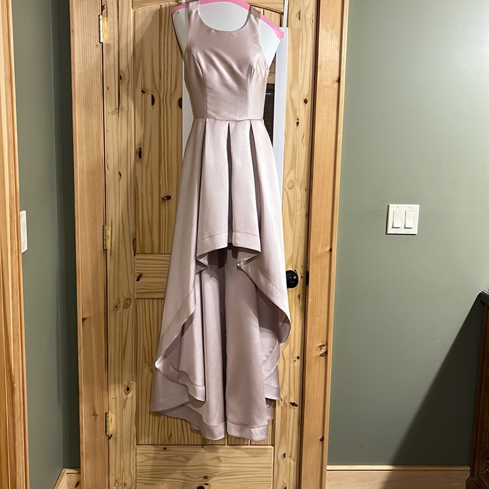 Silver pink high low gown
